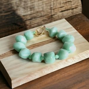 Hand Crafted Green Jade and Adventurine Beaded Bracelet NWT